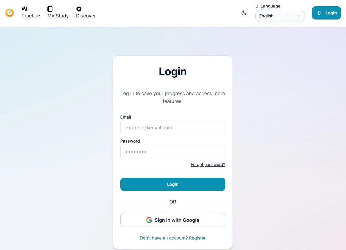 Login and Registration Screen